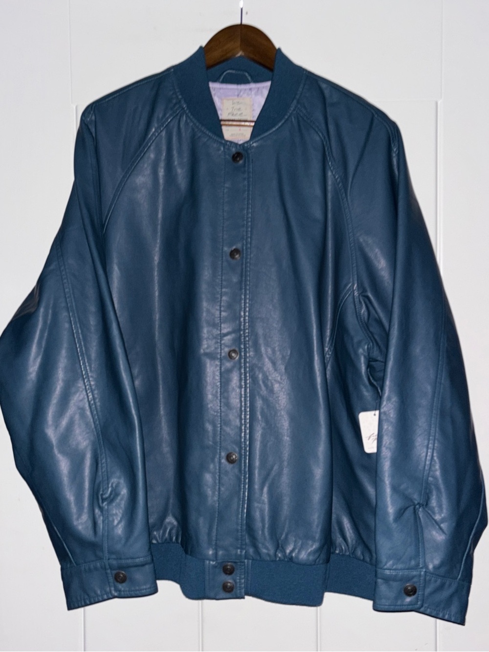 Free People We The Free Wild Rose Vegan Leather Moto Bomber Jacket NEW Women L